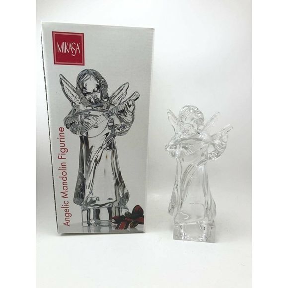 Mikasa‎ Lead Crystal Angelic Mandolin Figurine Herald Collection 8" Germany - Picture 2 of 11